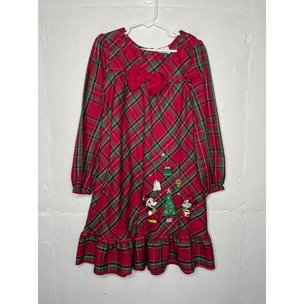 The Disney Store Plaid Christmas Pajamas Nightgown Girls Size 5/6